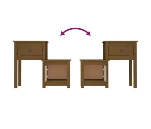 Naktsskapīši, 2 Gab., Brūni, 79,5X38X65,5 Cm, Priedes Masīvkoks Vidaxl