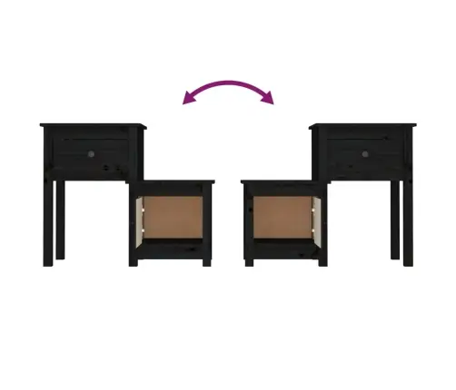 Naktsskapīši, 2 Gab., Melni, 79,5X38X65,5 Cm, Priedes Masīvkoks Vidaxl