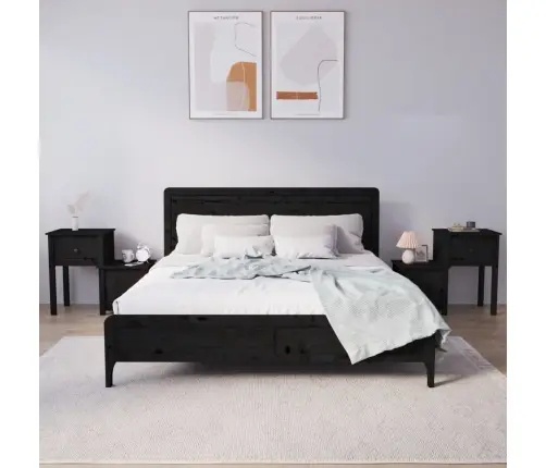 Naktsskapīši, 2 Gab., Melni, 79,5X38X65,5 Cm, Priedes Masīvkoks Vidaxl