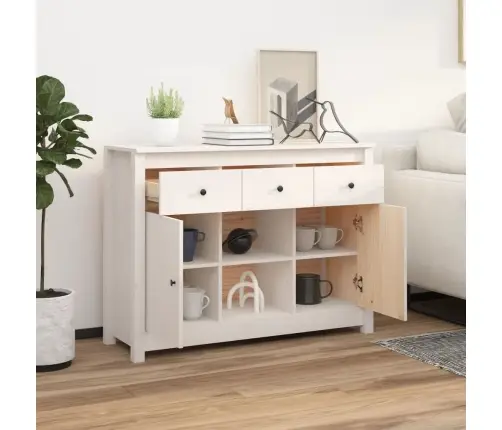 Kumode, Balta, 100X35X74,5 Cm, Priedes Masīvkoks Vidaxl