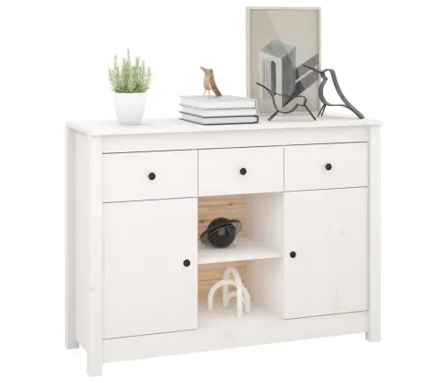 Kumode, Balta, 100X35X74,5 Cm, Priedes Masīvkoks Vidaxl