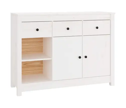 Kumode, Balta, 100X35X74 Cm, Priedes Masīvkoks Vidaxl