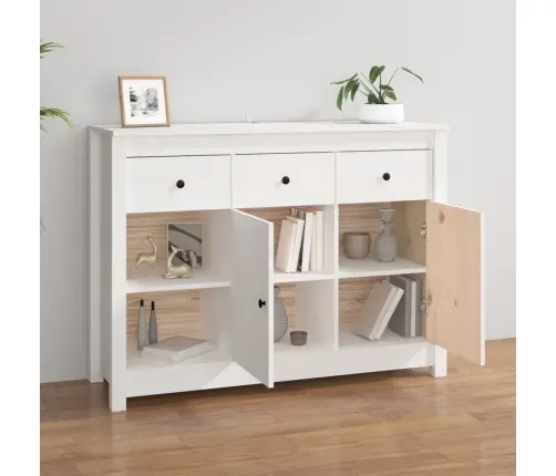 Kumode, Balta, 100X35X74 Cm, Priedes Masīvkoks Vidaxl