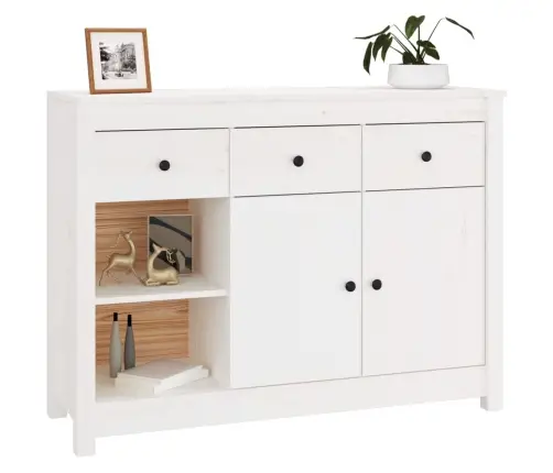 Kumode, Balta, 100X35X74 Cm, Priedes Masīvkoks Vidaxl