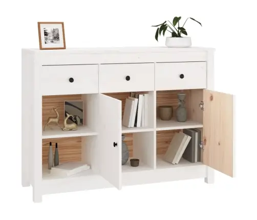 Kumode, Balta, 100X35X74 Cm, Priedes Masīvkoks Vidaxl