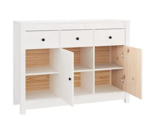 Kumode, Balta, 100X35X74 Cm, Priedes Masīvkoks Vidaxl