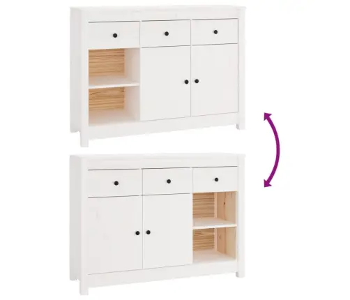 Kumode, Balta, 100X35X74 Cm, Priedes Masīvkoks Vidaxl