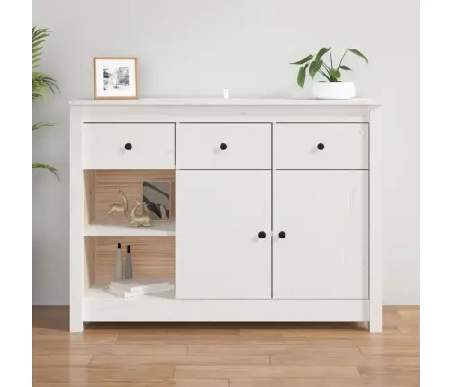 Kumode, Balta, 100X35X74 Cm, Priedes Masīvkoks Vidaxl