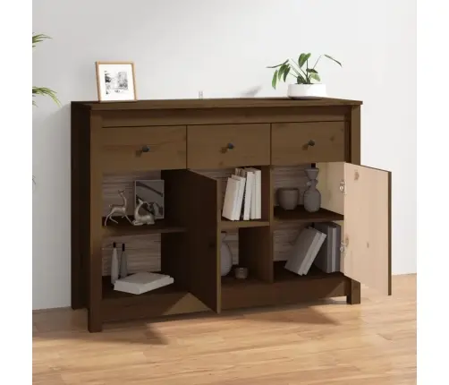 Kumode, Medus Brūna, 100X35X74 Cm, Priedes Masīvkoks Vidaxl