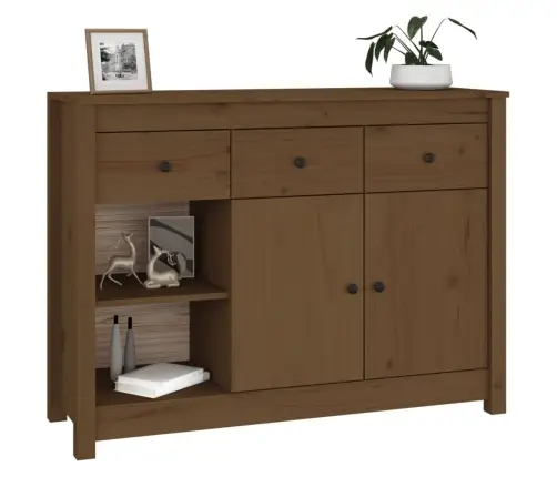 Kumode, Medus Brūna, 100X35X74 Cm, Priedes Masīvkoks Vidaxl