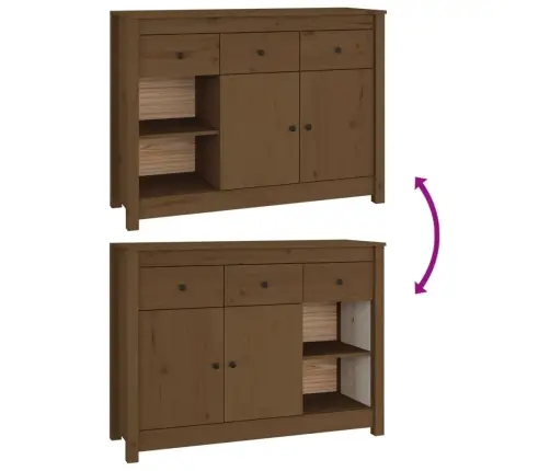 Kumode, Medus Brūna, 100X35X74 Cm, Priedes Masīvkoks Vidaxl