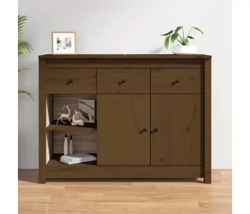 Kumode, Medus Brūna, 100X35X74 Cm, Priedes Masīvkoks Vidaxl