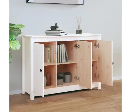 Kumode, Balta, 100X35X74 Cm, Priedes Masīvkoks Vidaxl