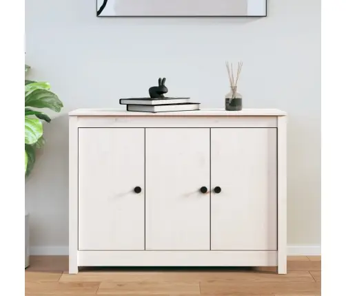Kumode, Balta, 100X35X74 Cm, Priedes Masīvkoks Vidaxl