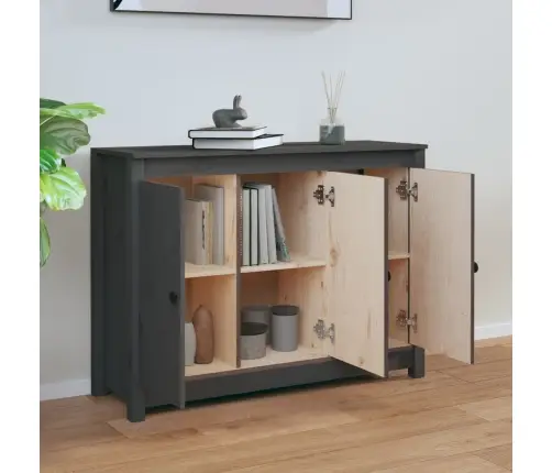 Šoninė Spintelė, Pilka, 100X35X74cm Pušies Medienos Masyvas