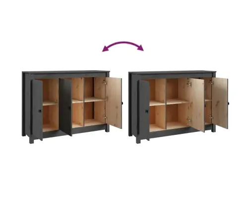 Šoninė Spintelė, Pilka, 100X35X74cm Pušies Medienos Masyvas