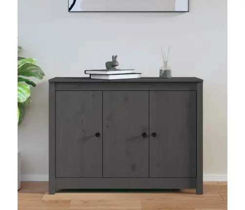 Šoninė Spintelė, Pilka, 100X35X74cm Pušies Medienos Masyvas