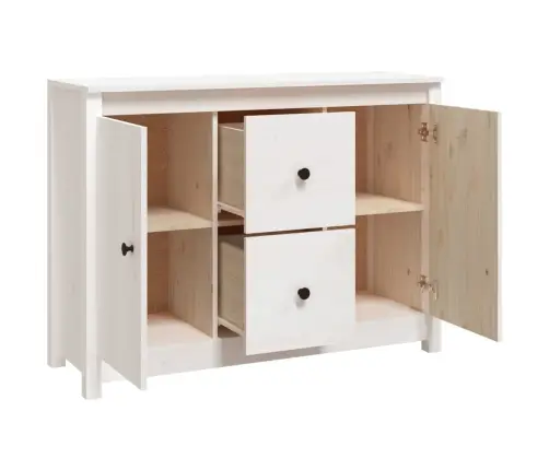 Kumode, Balta, 100X35X74 Cm, Priedes Masīvkoks Vidaxl