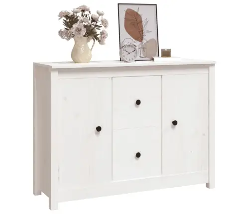 Kumode, Balta, 100X35X74 Cm, Priedes Masīvkoks Vidaxl