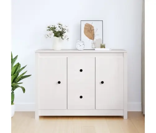 Kumode, Balta, 100X35X74 Cm, Priedes Masīvkoks Vidaxl