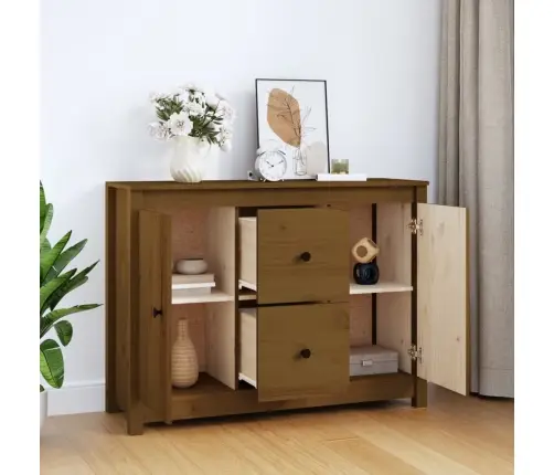 Kumode, Medus Brūna, 100X35X74 Cm, Priedes Masīvkoks Vidaxl
