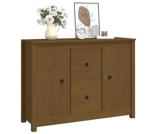 Kumode, Medus Brūna, 100X35X74 Cm, Priedes Masīvkoks Vidaxl