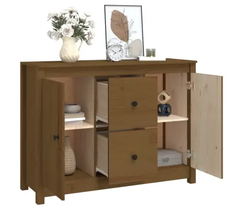 Kumode, Medus Brūna, 100X35X74 Cm, Priedes Masīvkoks Vidaxl