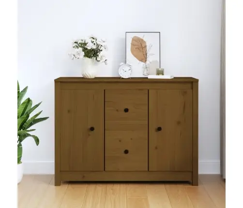 Kumode, Medus Brūna, 100X35X74 Cm, Priedes Masīvkoks Vidaxl