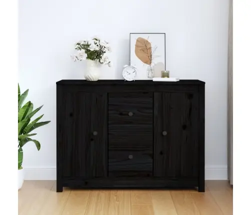 Kumode, Melna, 100X35X74 Cm, Priedes Masīvkoks Vidaxl