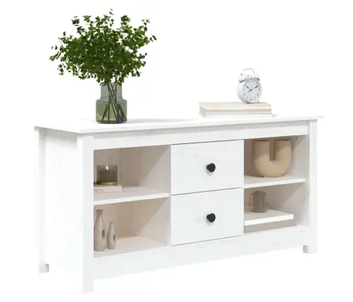 Tv Skapītis, Balts, 103X36,5X52 Cm, Priedes Masīvkoks Vidaxl
