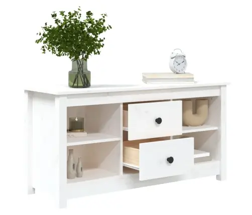 Tv Skapītis, Balts, 103X36,5X52 Cm, Priedes Masīvkoks Vidaxl