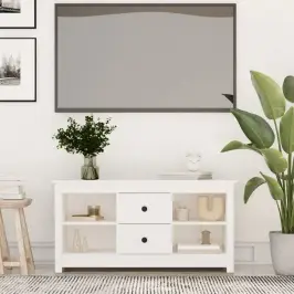 Tv Skapītis, Balts, 103X36,5X52 Cm, Priedes Masīvkoks Vidaxl