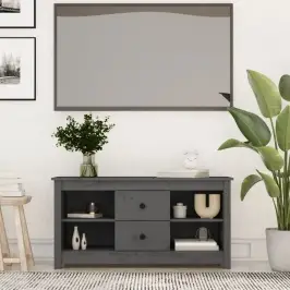 Tv Skapītis, Pelēks, 103X36,5X52 Cm, Priedes Masīvkoks Vidaxl