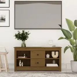 Tv Skapītis, Medus Brūns, 103X36,5X52 Cm, Priedes Masīvkoks Vidaxl