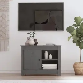 Tv Skapītis, Pelēks, 70X36,5X52 Cm, Priedes Masīvkoks Vidaxl