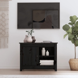 Tv Skapītis, Melns, 70X36,5X52 Cm, Priedes Masīvkoks Vidaxl