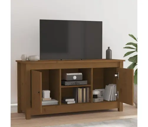 Tv Skapītis, Medus Brūns, 103X36,5X52 Cm, Priedes Masīvkoks Vidaxl
