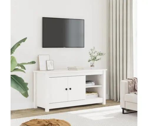 Tv Skapītis, Balts, 103X36,5X52 Cm, Priedes Masīvkoks Vidaxl