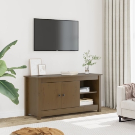 Tv Skapītis, Medus Brūns, 103X36,5X52 Cm, Priedes Masīvkoks Vidaxl