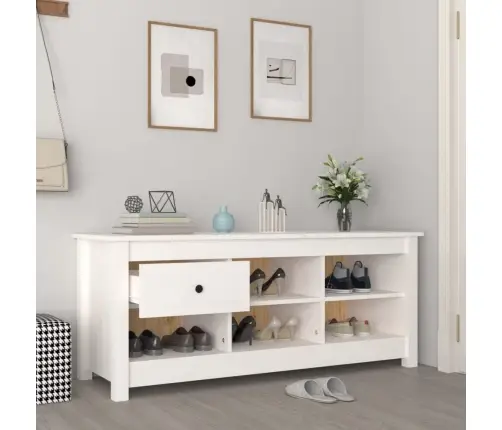 Apavu Skapītis, Balts, 110X38X45,5 Cm, Priedes Masīvkoks Vidaxl