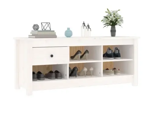 Apavu Skapītis, Balts, 110X38X45,5 Cm, Priedes Masīvkoks Vidaxl