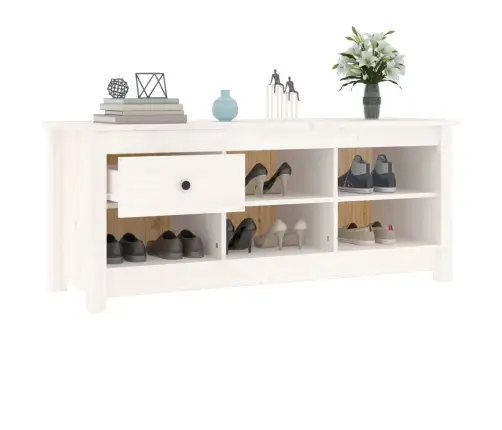 Apavu Skapītis, Balts, 110X38X45,5 Cm, Priedes Masīvkoks Vidaxl