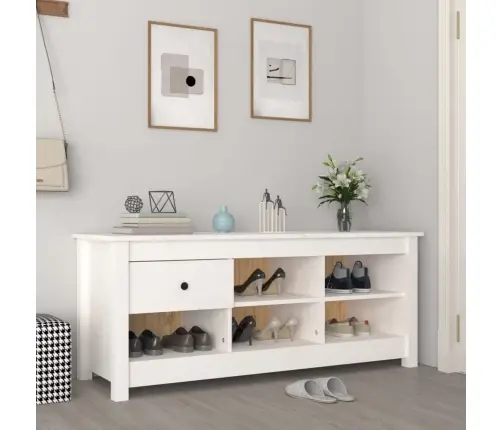 Apavu Skapītis, Balts, 110X38X45,5 Cm, Priedes Masīvkoks Vidaxl