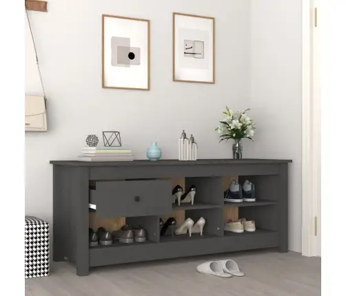 Spintelė Batams, Pilka, 110X38X45,5cm Pušies Medienos Masyvas