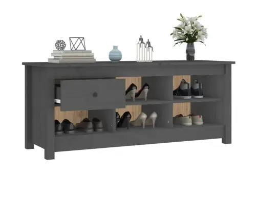 Spintelė Batams, Pilka, 110X38X45,5cm Pušies Medienos Masyvas