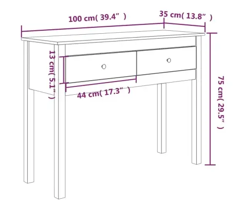 Konsoollaud, 100 X 35 X 75 cm Männipuit