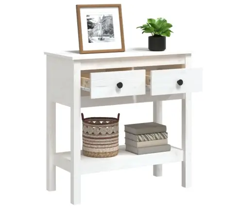 Konsoles Galdiņš, Balts, 75X35X75 Cm, Priedes Masīvkoks Vidaxl