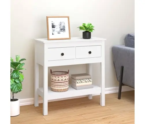 Konsoles Galdiņš, Balts, 75X35X75 Cm, Priedes Masīvkoks Vidaxl