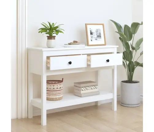 Konsoles Galdiņš, Balts, 100X35X75 Cm, Priedes Masīvkoks Vidaxl