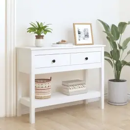 Konsoles Galdiņš, Balts, 100X35X75 Cm, Priedes Masīvkoks Vidaxl
